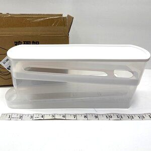 Plastic Egg Holder Storage Container With Lid For Kitchen Organization white